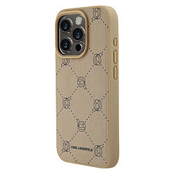 Karl Lagerfeld Coque pour iPhone 15 Pro Motif Karl Heads Compatible MagSafe Beige