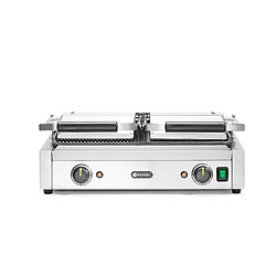 Acheter Grill de contact - modèle double moitié lisse moitié rainuré 230V/3600W - Hendi