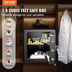 Vevor Coffre-Fort Numerique 51 L 400 x 330 x 430 mm Coffre-Fort de Securite 2 Types de Deverrouillage Mot de Passe et Cles Structure en Acier Anti-Effraction Antivol avec Alarme Argent Bijoux Domicile