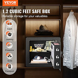 Vevor Coffre-fort numérique 34L, 400x300x350mm, code/clés, acier, alarme, bijoux