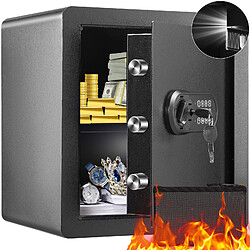 Vevor Coffre-Fort Numerique 51 L 400 x 330 x 430 mm Coffre-Fort de Securite 2 Types de Deverrouillage Mot de Passe et Cles Structure en Acier Anti-Effraction Antivol avec Alarme Argent Bijoux Domicile
