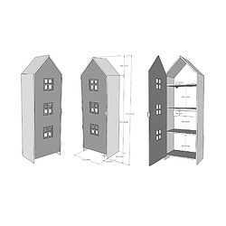 Mes Armoire 1 porte 57,6x37x171,5 cm décor bleu et blanc - CASMY pas cher