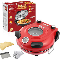 Vendos85 Four à pizza 420°C rouge avec pierre céramique 12 L