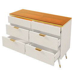 DZMDIP Buffet 120x40x76cm - 6 Tiroirs - Verre Ambré - Anti-Basculement - Design Contemporain