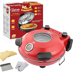 Vendos85 Four à pizza électrique 420°C avec pierre céramique 12" rouge
