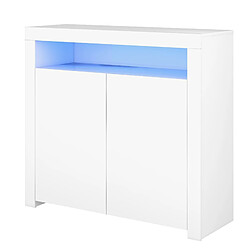 DZMDIP Buffet 108x40x92cm - avec LED réglable, armoire de rangement multifonctionnelle avec 2 portes, espace de rangement caché