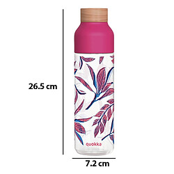 Acheter Quokka Bouteille d'Eau Ice 840ml avec Bouchon Bois et Motif Feuillage Stylisé Rose