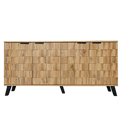 DZMDIP Buffet 160,5x35,5x78cm - Armoire de rangement 4 portes - Plateau réglable - Design moderne - couleur bois