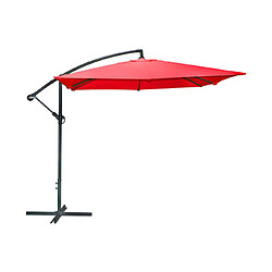 Mes Parasol déporté carré 250x250 cm en tissu rouge