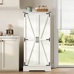 Avis DZMDIP Armoire de Cuisine - 128cm avec Éclairage LED Intégré - 2 Portes Battantes et 10 Étages Réglables - Idéal pour Petits Espaces