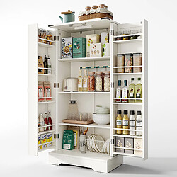 DZMDIP Armoire de Cuisine - 128cm avec Éclairage LED Intégré - 2 Portes Battantes et 10 Étages Réglables - Idéal pour Petits Espaces