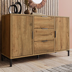 DZMDIP Commode - Chêne foncé - 2 portes - 3 tiroirs - 120 x 40 x 76 cm