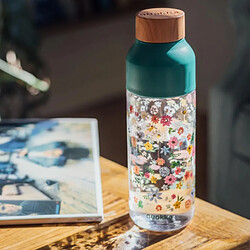 Avis Quokka Bouteille d'Eau Réutilisable Ice 720ml avec Bouchon Bois et Motif Floral Vert