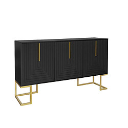 DZMDIP Buffet moderne 3 portes - Métal noir - Étagères réglables - Design contemporain