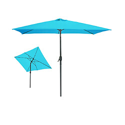 Mes Parasol droit inclinable 300x200 cm en tissu bleu turquoise
