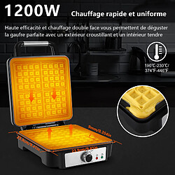 Gaufrier 4 tranches YASHE, 1200W, antiadhésif