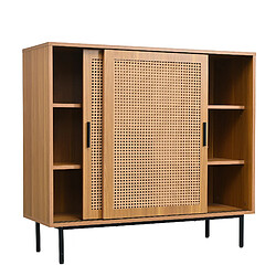 DZMDIP Buffet avec 2 portes coulissantes, meuble de rangement étagère réglable, pour salon ou salle à manger, 100 x 90 x 37 cm