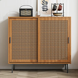 DZMDIP Buffet avec 2 portes coulissantes, meuble de rangement étagère réglable, pour salon ou salle à manger, 100 x 90 x 37 cm