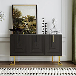 DZMDIP Buffet moderne 3 portes - Métal noir - Étagères réglables - Design contemporain
