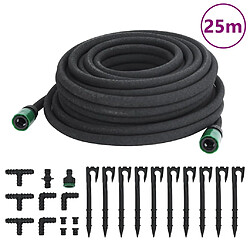 vidaXL Tuyau d'arrosage de jardin noir 0,6" 25 m caoutchouc