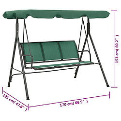 vidaXL Balancelle de jardin vert 170 cm textilène et acier pas cher
