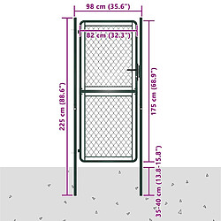 Acheter vidaXL Portail de jardin en acier vert 100 x 175 cm
