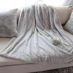 Toilinux Couverture AZURA imitiation fourrure 2 tons et flanelle - 220 x 180 cm - Gris