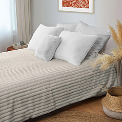 Toilinux Couverture douce et côtelée Sela - 220 x 180 cm - Beige