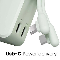 Avis CYGNETT Powerbank Thumboost 5000mAh 2x Ports USB-C 20W avec Câble USB-C Vert pâle