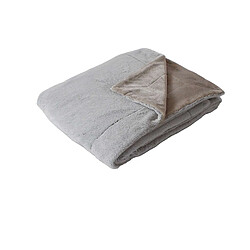 Toilinux Couverture AZURA imitiation fourrure 2 tons et flanelle - 220 x 180 cm - Gris