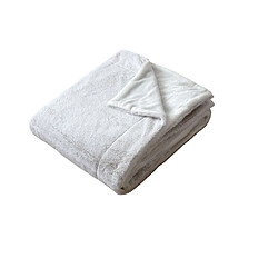 Toilinux Couverture AZURA imitiation fourrure 2 tons et flanelle - 220 x 180 cm - Blanc