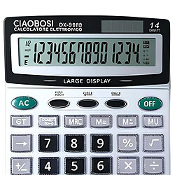 Avizar Calculatrice Électronique de Bureau 14 Chiffres Double Alimentation Gris pas cher