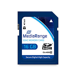 MediaRange Carte Mémoire Flash SDHC Class 10 Haute Vitesse 16 Go Bleu