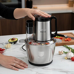 Sokany Hachoir Électrique Multifonction 6-en-1 800W 3L en Acier Inoxydable Argent