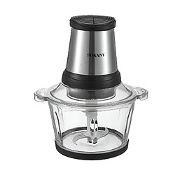 Sokany Hachoir Électrique 800W 2L avec Lames Inoxydable à Double Vitesse Gris
