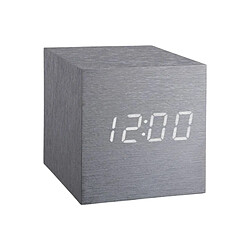 Gingko Réveil à Affichage LED Blanche Multifonction Modèle Cube Gris