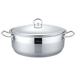 Cheffinger Marmite 36cm 12.2L Inoxydable 18/10 avec Couvercle Compatible Tous Feux Argent