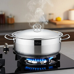 Cheffinger Marmite 36cm 12.2L Inoxydable 18/10 avec Couvercle Compatible Tous Feux Argent