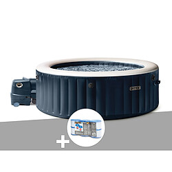 Kit spa gonflable Intex PureSpa Blue Navy rond Bulles 4 places + 6 filtres