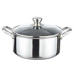 Cheffinger Marmite 28cm 8L avec Revêtement Nid d'Abeille Antiadhésif et Couvercle Argent