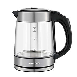 Avizar Bouilloire Électrique 1.7L 2000W Verre Borosilicate avec Réglage de Température Transparent
