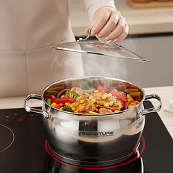 Cocktail Signature Signature Set de 4 Marmites 16 / 20 / 24 / 28cm en Acier Inoxydable avec Couvercles Argent