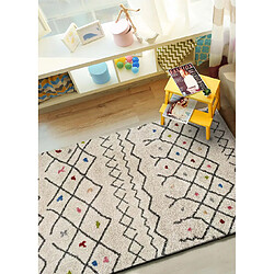 ATTICGO Tapis shaggy ethnique KASBAH blanc/multicolore 133x190 cm