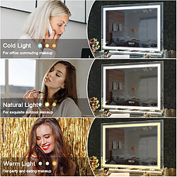 FENCHILIN Miroir LED hollywoodien avec lumière pour table Blanc 80x 58 cm