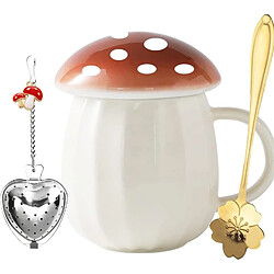 Vendos85 Mug Kawaii Champignon en Céramique avec Couvercle 251 ml