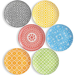 Vendos85 Set 6 Assiettes Plates en Céramique 25 cm