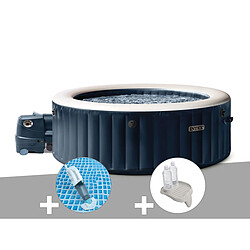 Kit spa gonflable Intex PureSpa Blue Navy rond Bulles 6 places + Aspirateur + Porte/verre