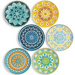 Vendos85 Set 6 Assiettes Plates Céramique Colorée 25 cm