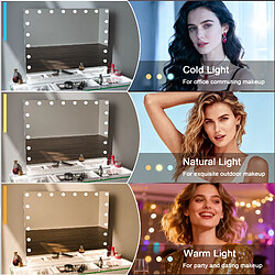 FENCHILIN Miroir de maquillage hollywood coiffeuse mural avec lumière 100 x 80 cm - Port de charge USB pour les téléphones