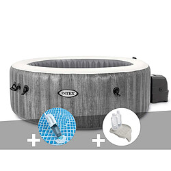 Kit spa gonflable Intex PureSpa Baltik rond Bulles 6 places + Aspirateur + Porte/verre